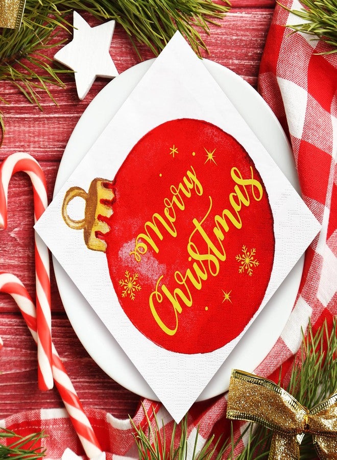 وولاين مجموعة مناديل ورقية لعيد الميلاد من والين، ١٠٠ قطعة - أحمر، أخضر - طبقتان - ١٣ × ١٣ بوصة - مناديل للاستخدام مرة واحدة - لوازم حفلات غداء عيد الميلاد - Image 5